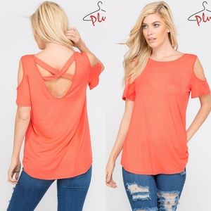Crisscross Cold Shoulder Coral Top